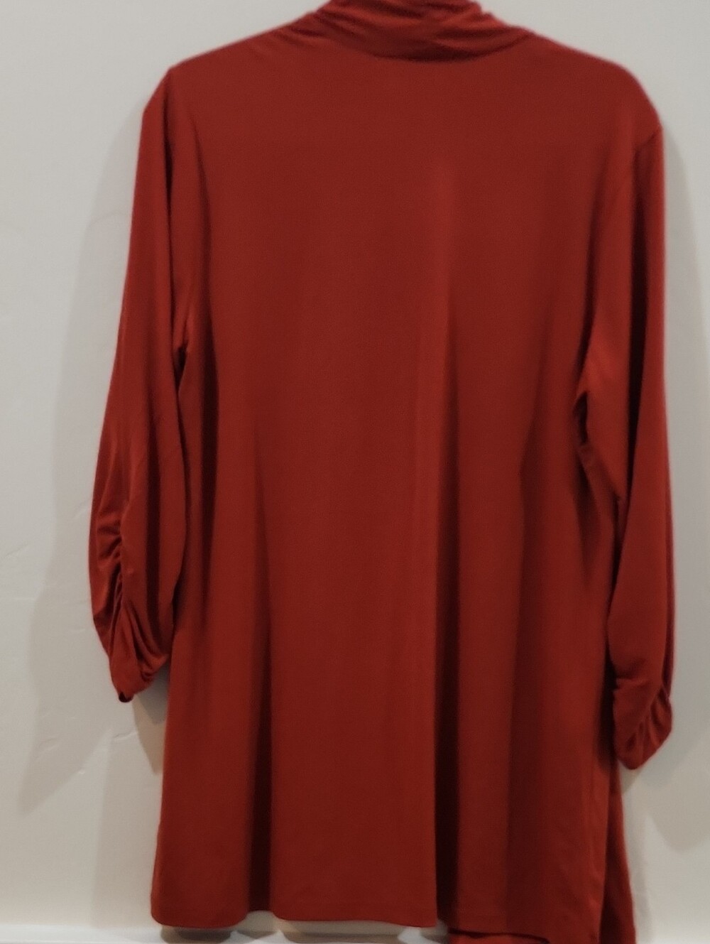 Susan Graver Open-Front Draped Tunic Cardigan - Rust - Picture 4 of 6